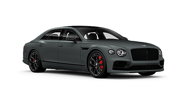 Bentley Polanco Bentley Flying Spur S front side angled view in Cambrian Grey coloured exterior. 