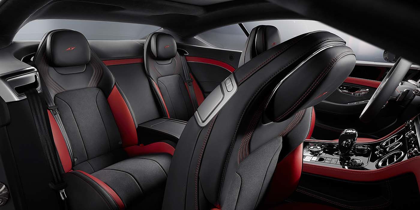 Bentley Polanco Bentley Continental GT S coupe in Beluga black and Hotspur red hide with S emblem stitching