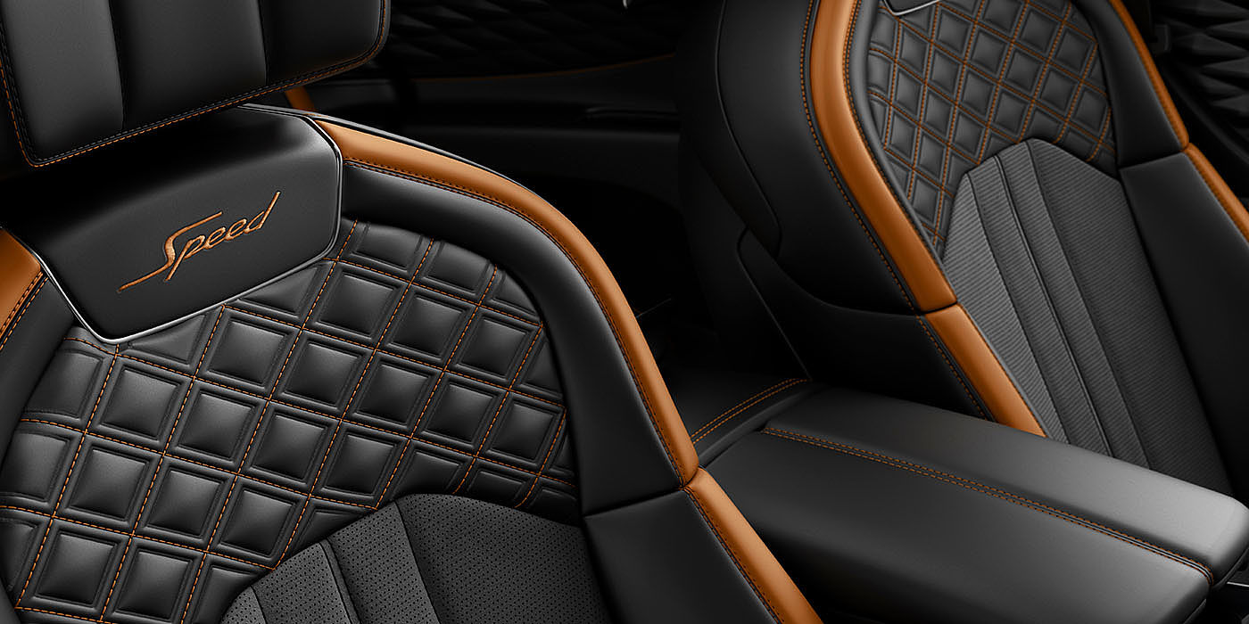 Bentley Polanco Bentley Flying Spur Speed's front seats with detailed contrast stitching and Speed Emblems
