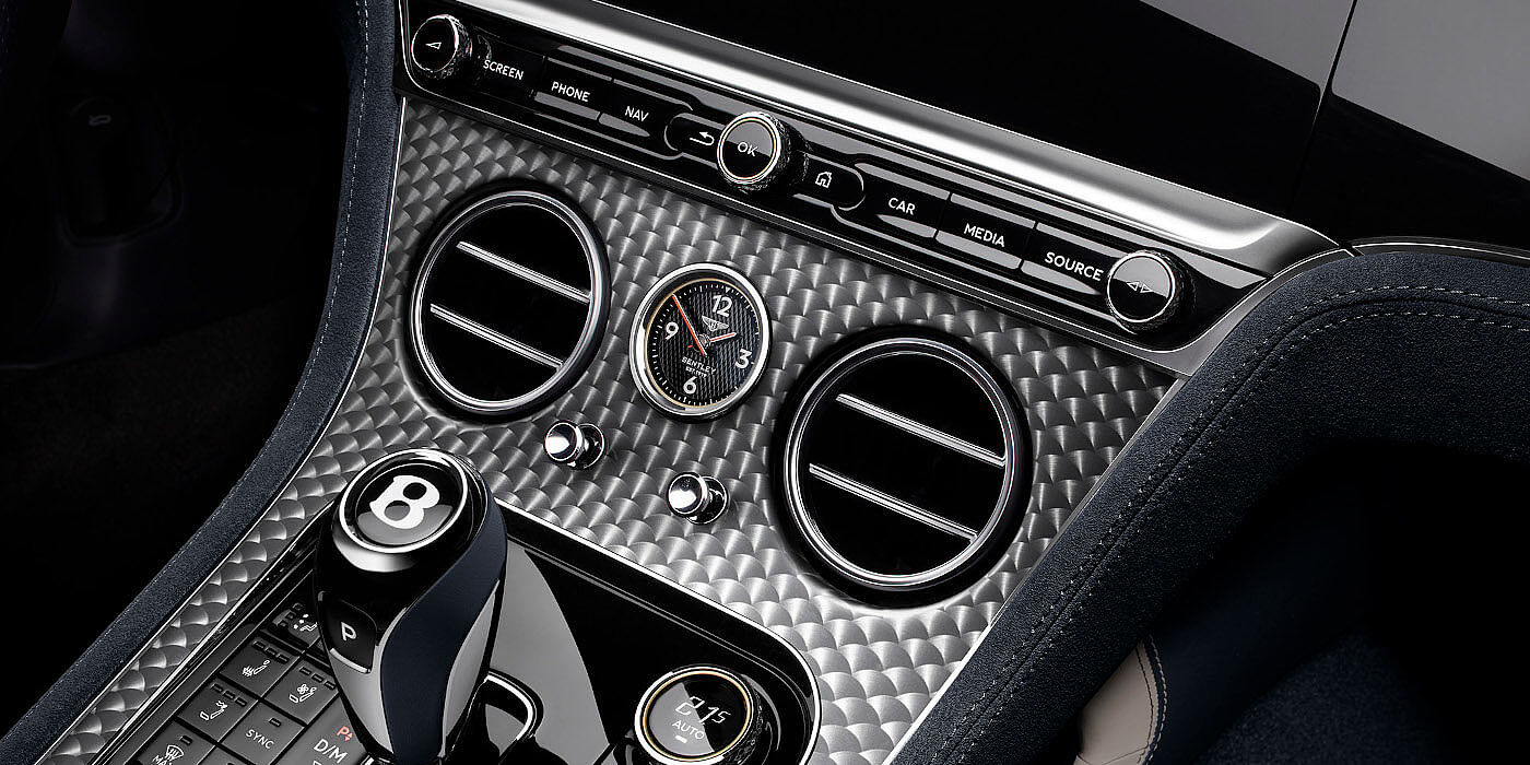 Bentley Polanco Bentley Continental GTC Speed convertible front interior engine spin veneer detail