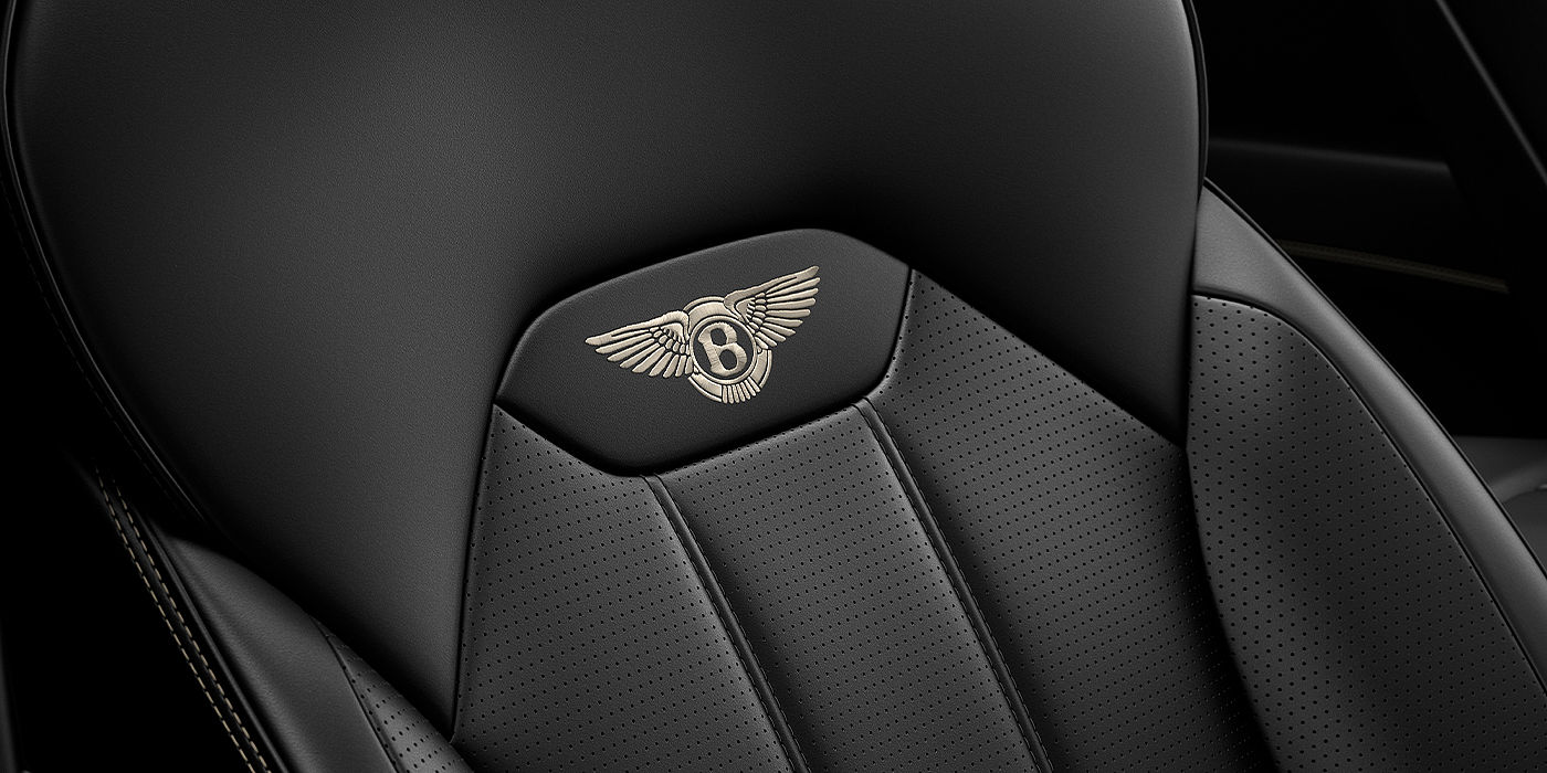Bentley Polanco Bentley Bentayga SUV seat detail in Beluga black hide