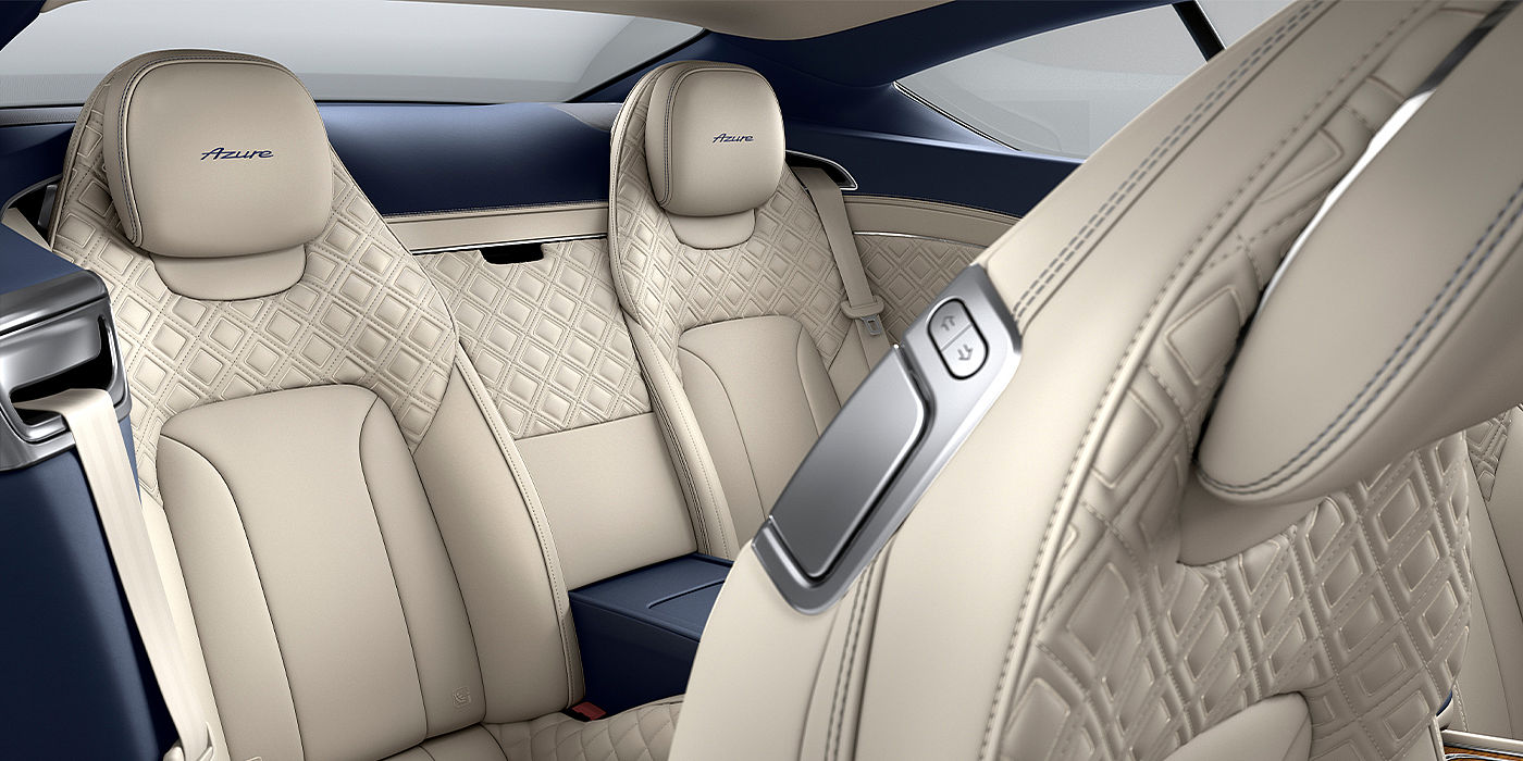 Bentley Polanco Bentley Continental GT Azure coupe rear interior in Imperial Blue and Linen hide